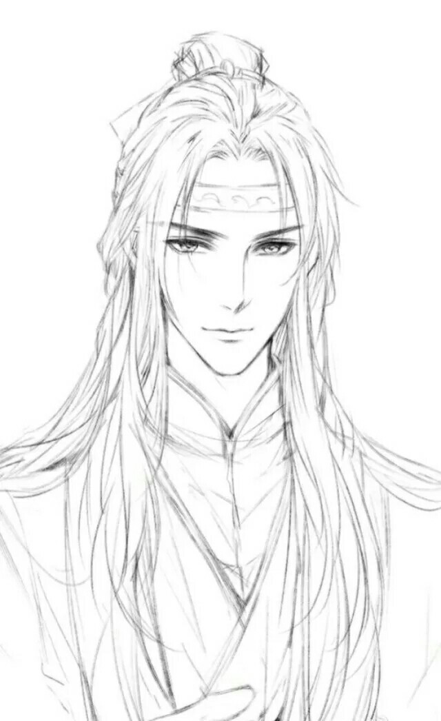 15張超帥古風美男線稿圖，古風人物線稿臨摹圖集