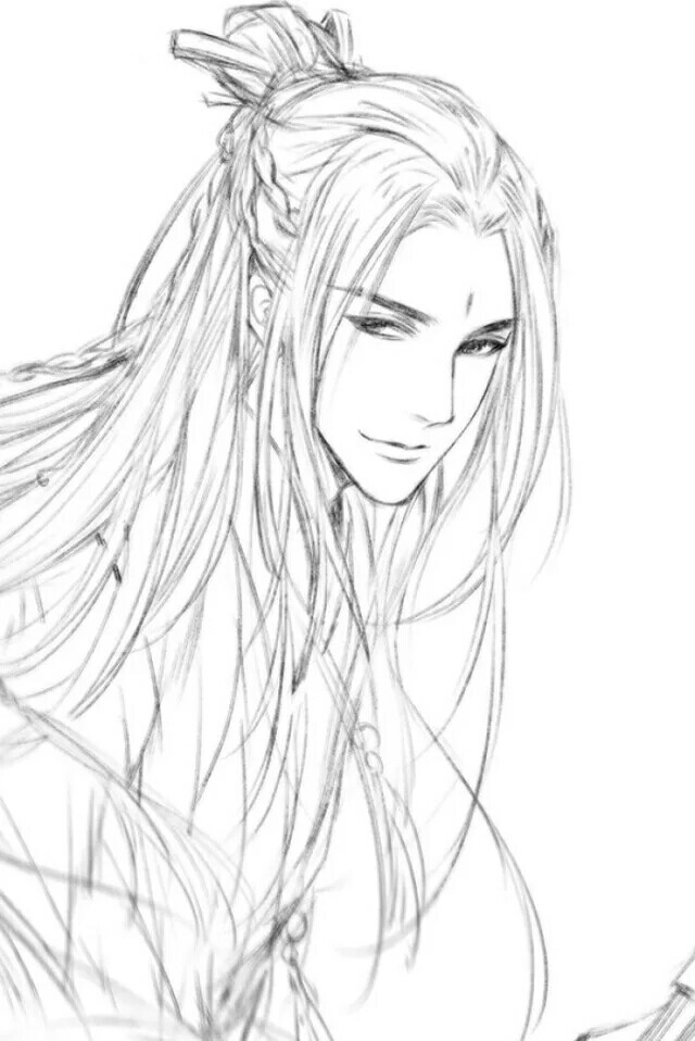 15張超帥古風美男線稿圖，古風人物線稿臨摹圖集