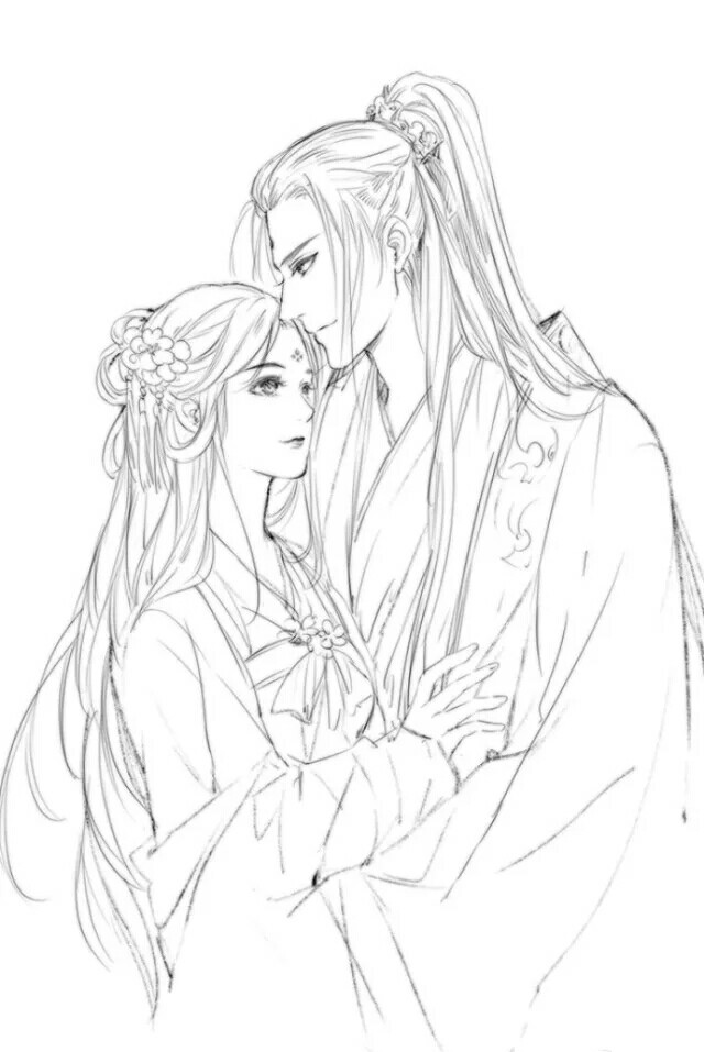 15張超帥古風美男線稿圖，古風人物線稿臨摹圖集