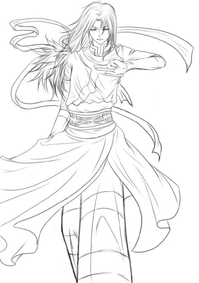 15張超帥古風美男線稿圖，古風人物線稿臨摹圖集