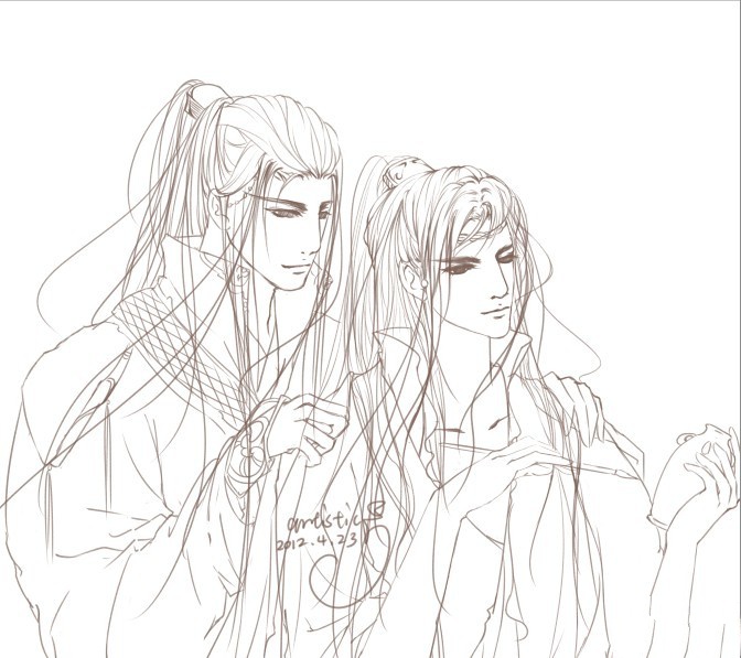 15張超帥古風美男線稿圖，古風人物線稿臨摹圖集