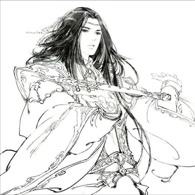 15張超帥古風美男線稿圖，古風人物線稿臨摹圖集