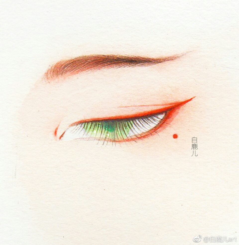 閉眼女子眉眼繪畫圖集，唯美眼睛古風圖片