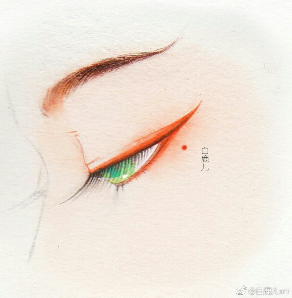 閉眼女子眉眼繪畫圖集，唯美眼睛古風圖片
