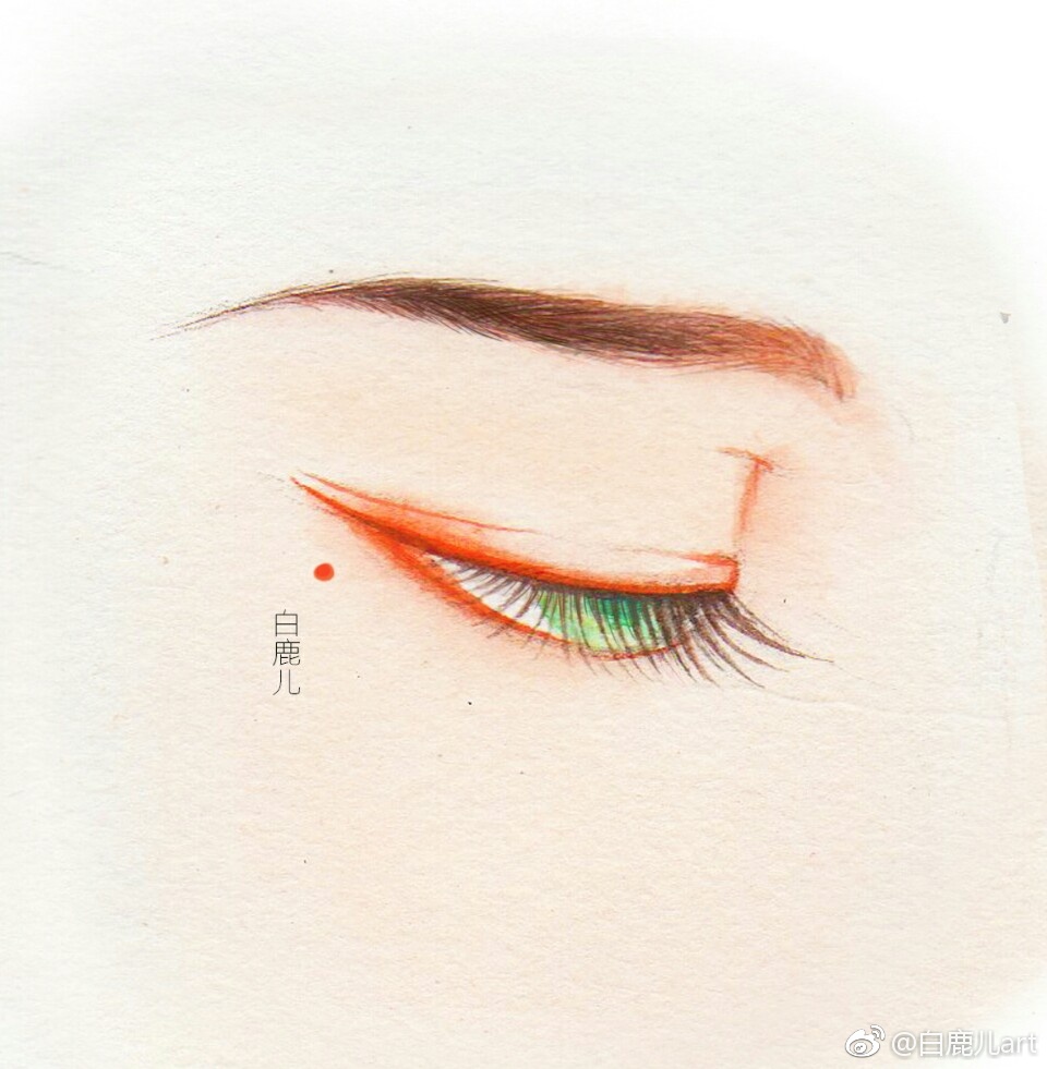 閉眼女子眉眼繪畫圖集，唯美眼睛古風圖片