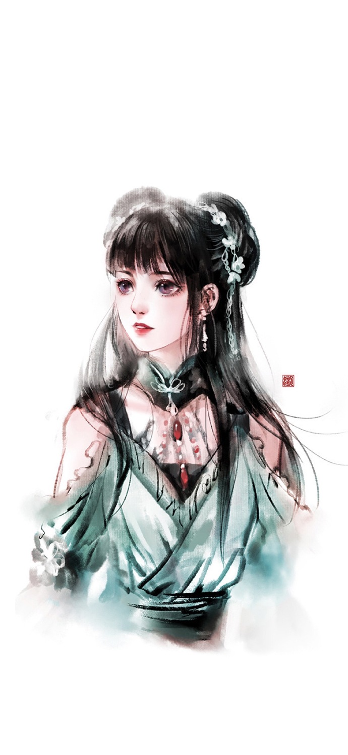簡約古風女子手機壁紙圖，唯美古風女子圖片