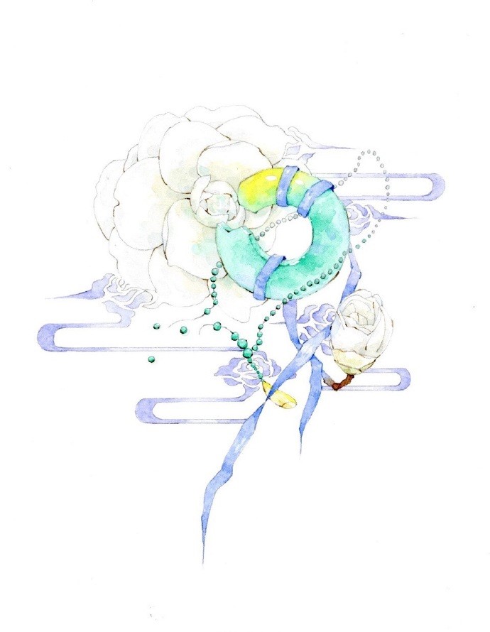 一組古風(fēng)配飾插畫系列，清新唯美古風(fēng)圖片