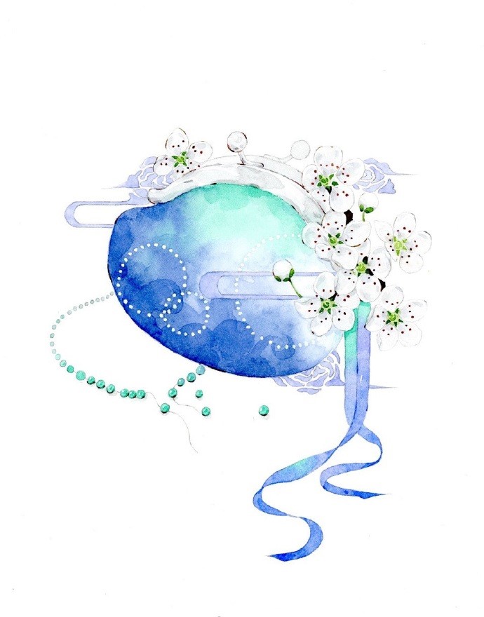 一組古風(fēng)配飾插畫系列，清新唯美古風(fēng)圖片