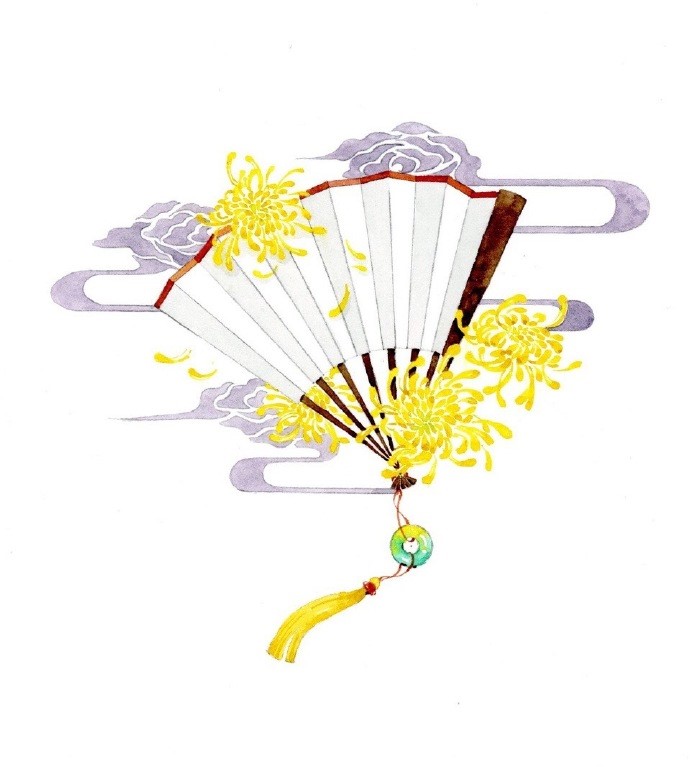 一組古風(fēng)配飾插畫系列，清新唯美古風(fēng)圖片