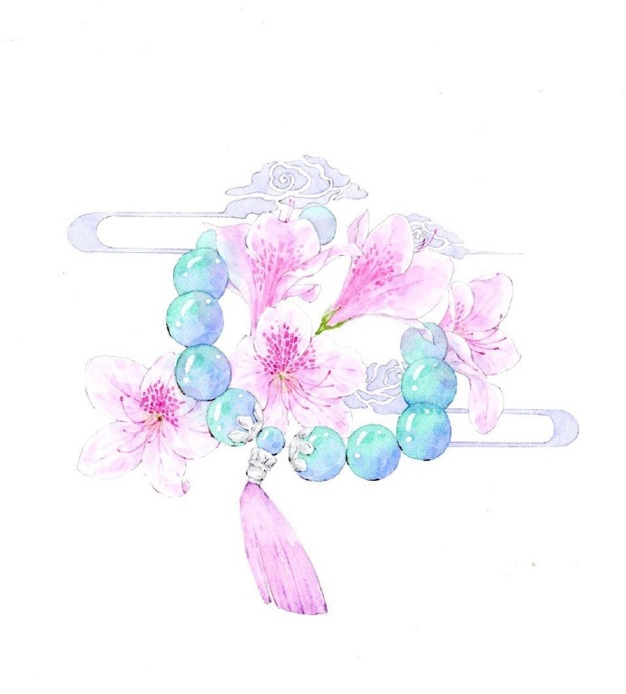 一組古風(fēng)配飾插畫系列，清新唯美古風(fēng)圖片