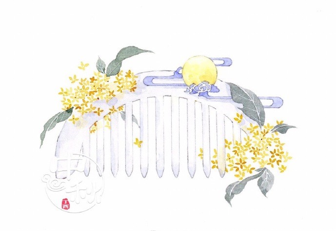 一組古風(fēng)配飾插畫系列，清新唯美古風(fēng)圖片