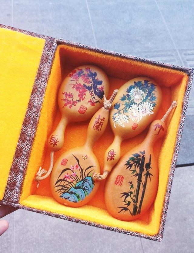 手繪梅蘭菊竹葫蘆，彩繪葫蘆驚艷眾人