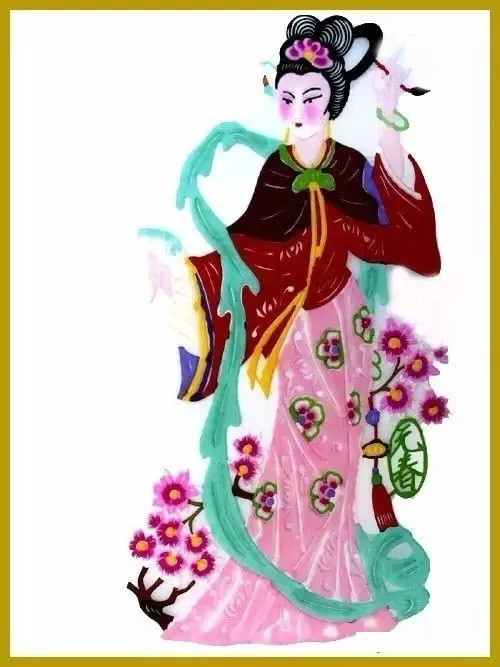 美女染色剪紙作品欣賞，色彩斑斕的剪紙藝術(shù)
