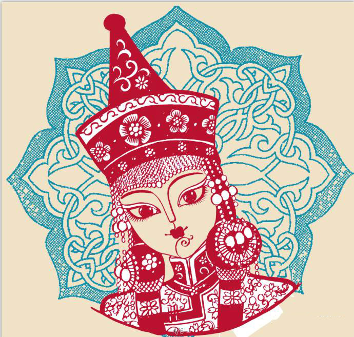 蒙古族美女剪紙，曹文峰剪紙作品欣賞