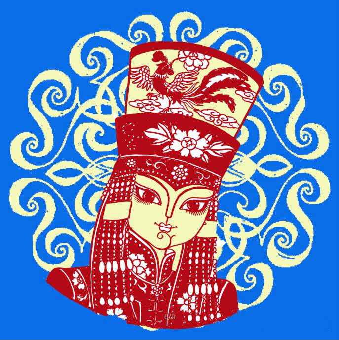 蒙古族美女剪紙，曹文峰剪紙作品欣賞