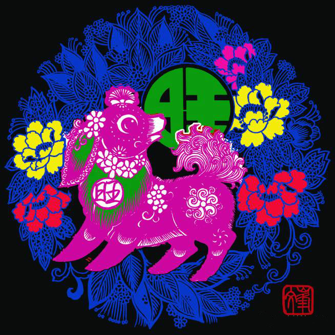 百狗圖剪紙系列(32張)，曹文峰剪紙作品欣賞