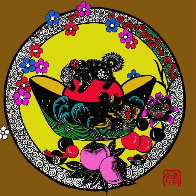 百狗圖剪紙系列(32張)，曹文峰剪紙作品欣賞