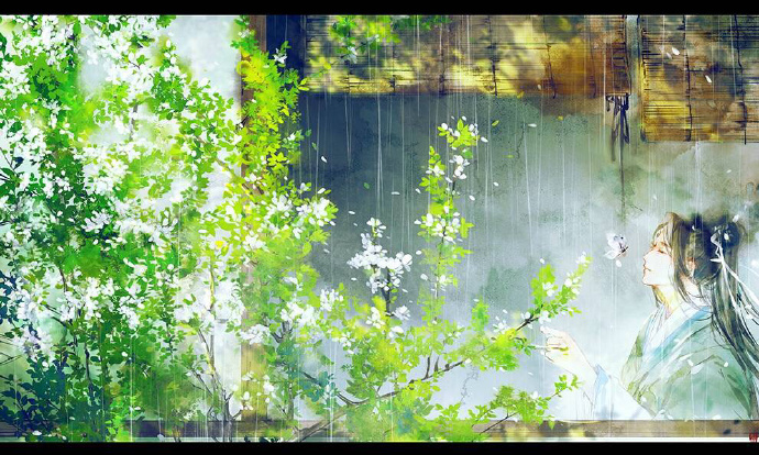 花香滿溢的古風(fēng)圖片，春天意境的唯美古風(fēng)圖片