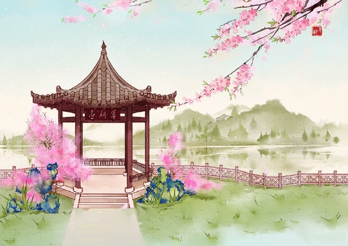 花香滿溢的古風(fēng)圖片，春天意境的唯美古風(fēng)圖片