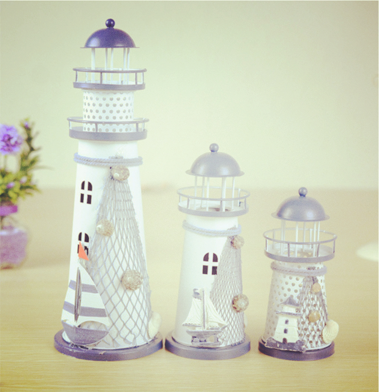 地中海風(fēng)格創(chuàng)意鐵藝燈塔工藝品