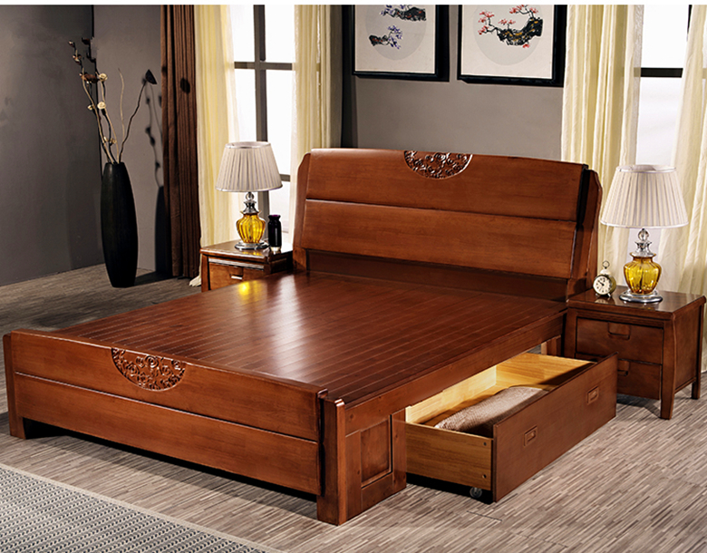 1.8米實(shí)木中式古典雙人床