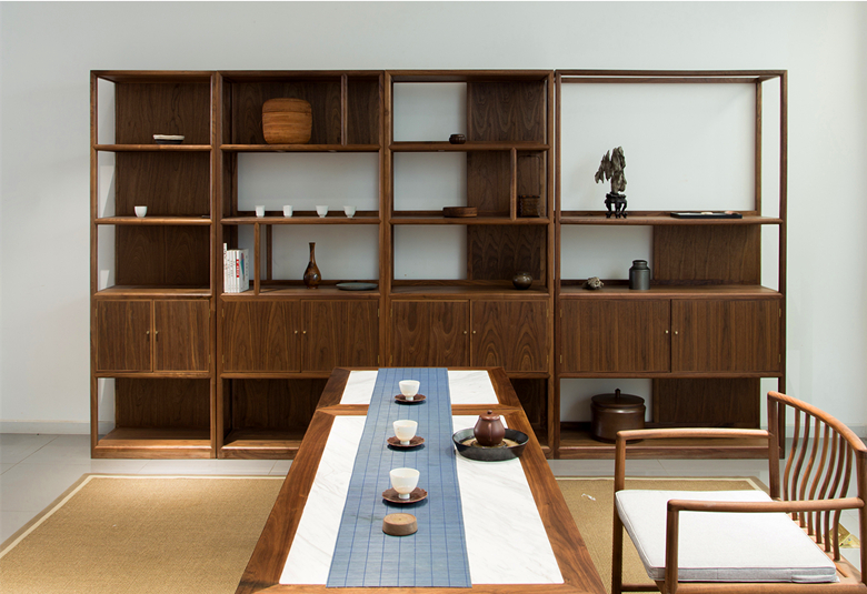 新中式榆木簡易博古架展柜家具