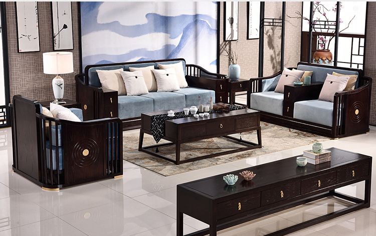 中式沙發(fā)組合現(xiàn)代客廳實木沙發(fā)