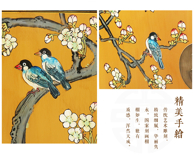 新中式家具實木手繪翹頭玄關(guān)柜