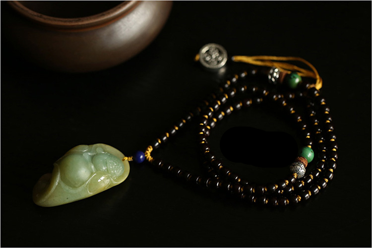 黃綠雙色翡翠吊墜彌勒佛項(xiàng)墜