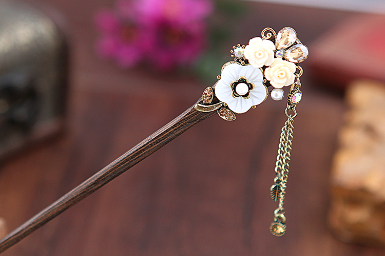 復古家佳樂文學步搖木簪流蘇發(fā)簪