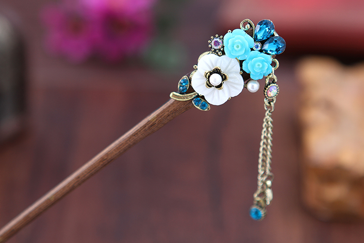 復古家佳樂文學步搖木簪流蘇發(fā)簪