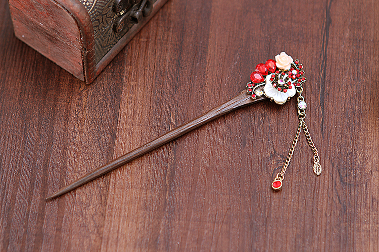 復(fù)古家佳樂(lè)文學(xué)步搖木簪流蘇發(fā)簪