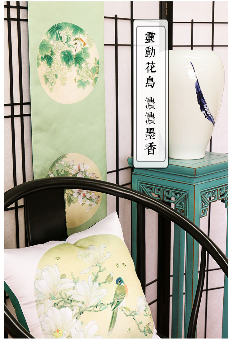 現(xiàn)代中式花鳥桌旗明清古典家佳樂文學(xué)緞面印花布藝