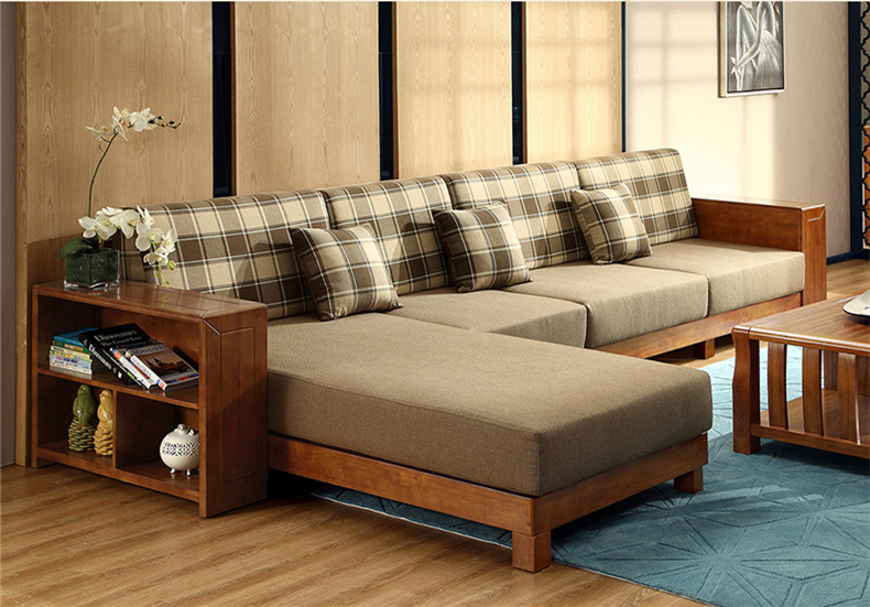 現代新中式實木橡膠木沙發(fā)組合