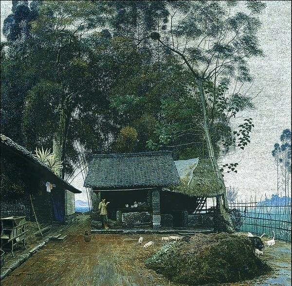 家佳樂(lè)文學(xué)山水村莊油畫(huà)插畫(huà)