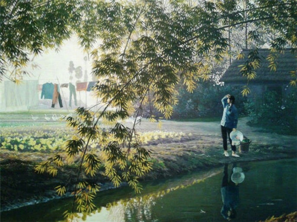 家佳樂(lè)文學(xué)山水村莊油畫(huà)插畫(huà)