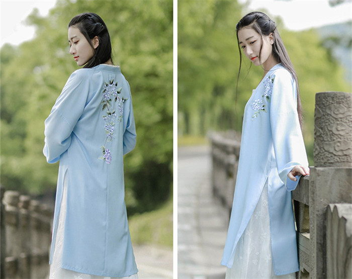  家佳樂文學(xué)設(shè)計(jì)刺繡漢元素長款褙子