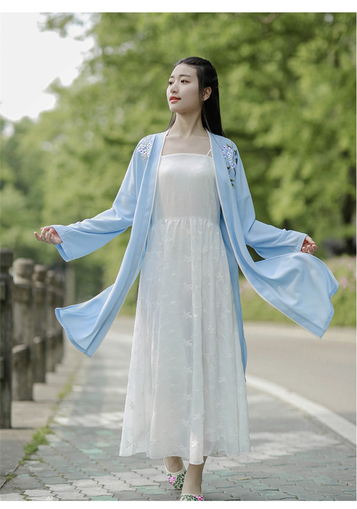  家佳樂文學(xué)設(shè)計(jì)刺繡漢元素長款褙子