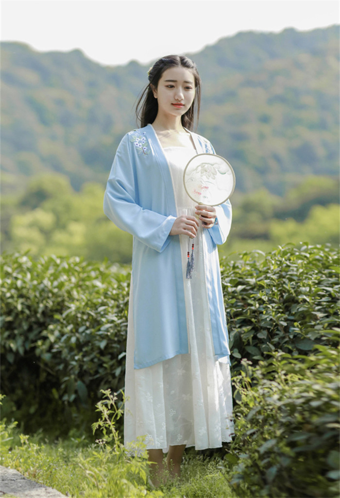  家佳樂文學(xué)設(shè)計(jì)刺繡漢元素長款褙子