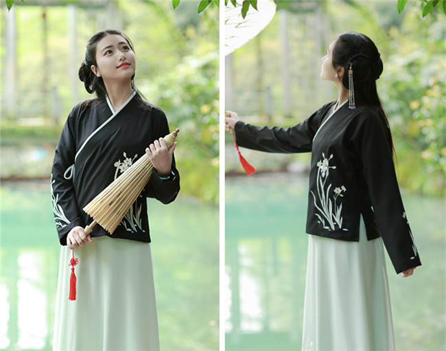 傳統(tǒng)漢元素中式上衣，交領(lǐng)中衣