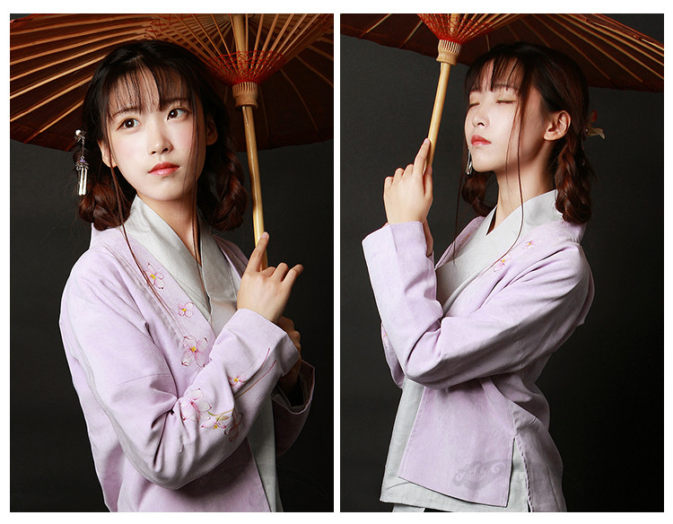 家佳樂(lè)文學(xué)女裝手繪日常漢服中式對(duì)襟上衣