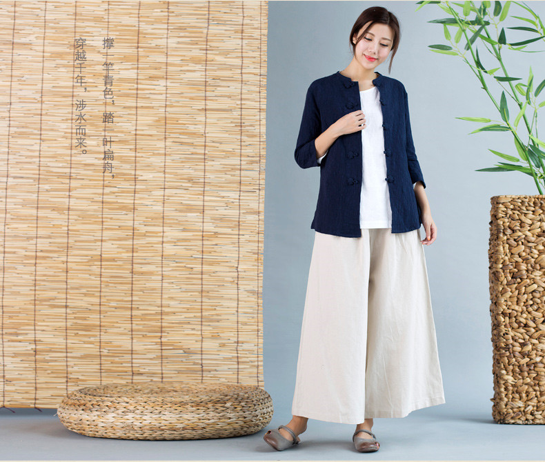 家佳樂文學唐裝女外套七分袖中式茶服