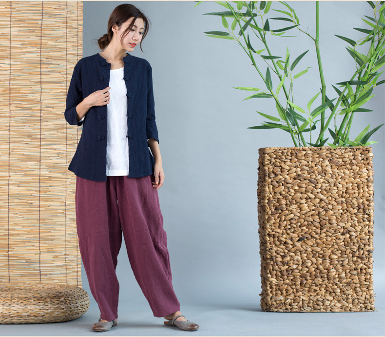 家佳樂文學唐裝女外套七分袖中式茶服