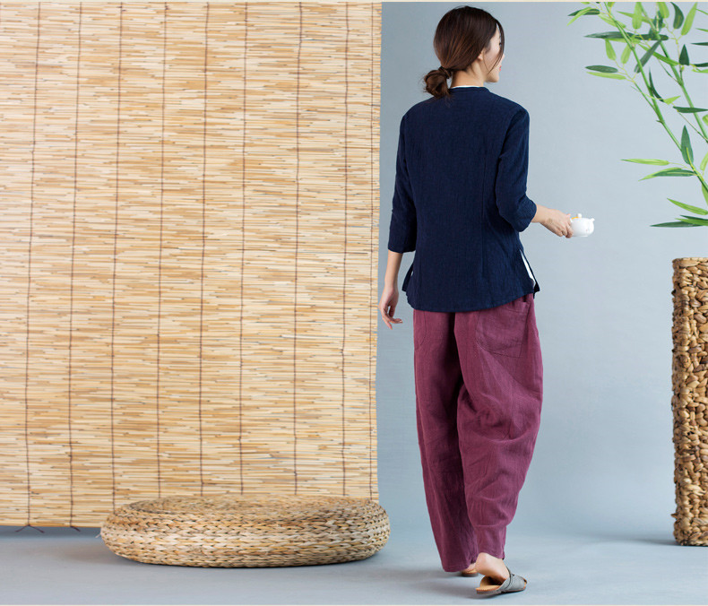 家佳樂文學(xué)唐裝女外套七分袖中式茶服