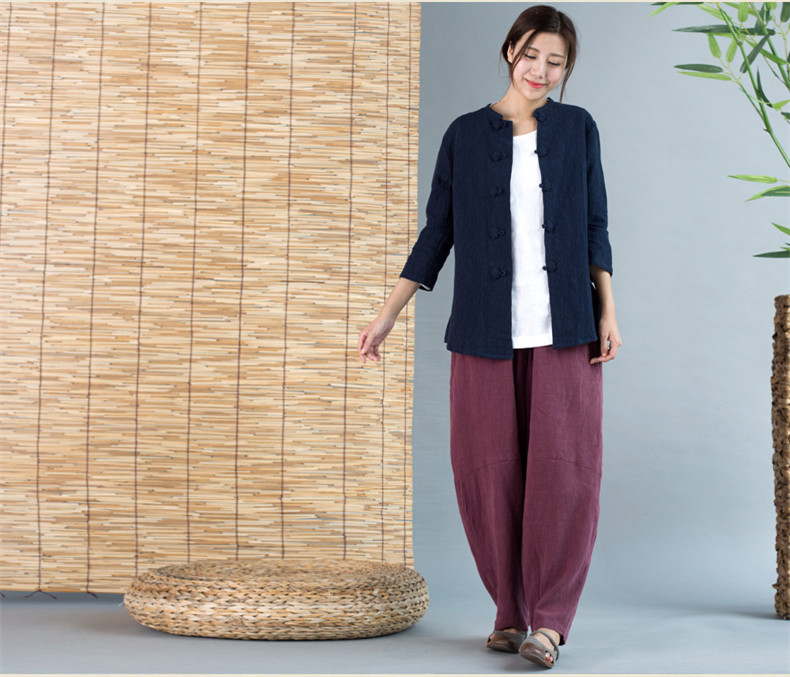 家佳樂文學唐裝女外套七分袖中式茶服