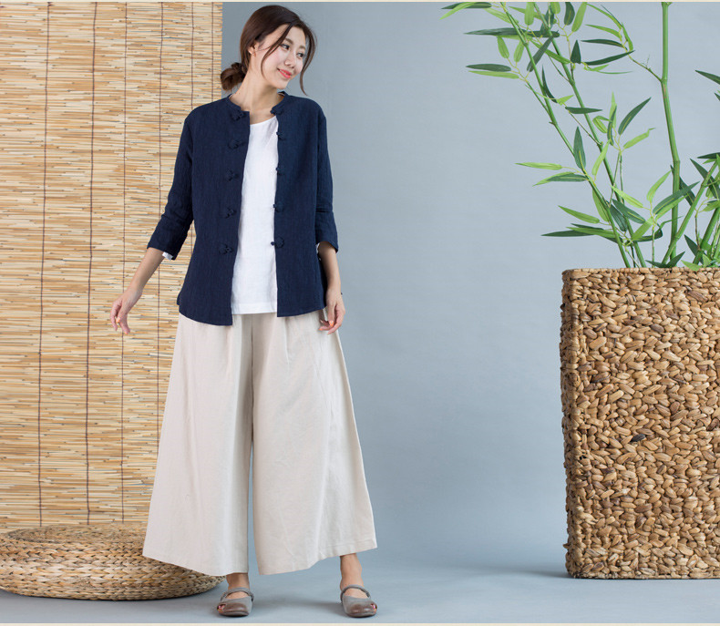 家佳樂文學唐裝女外套七分袖中式茶服