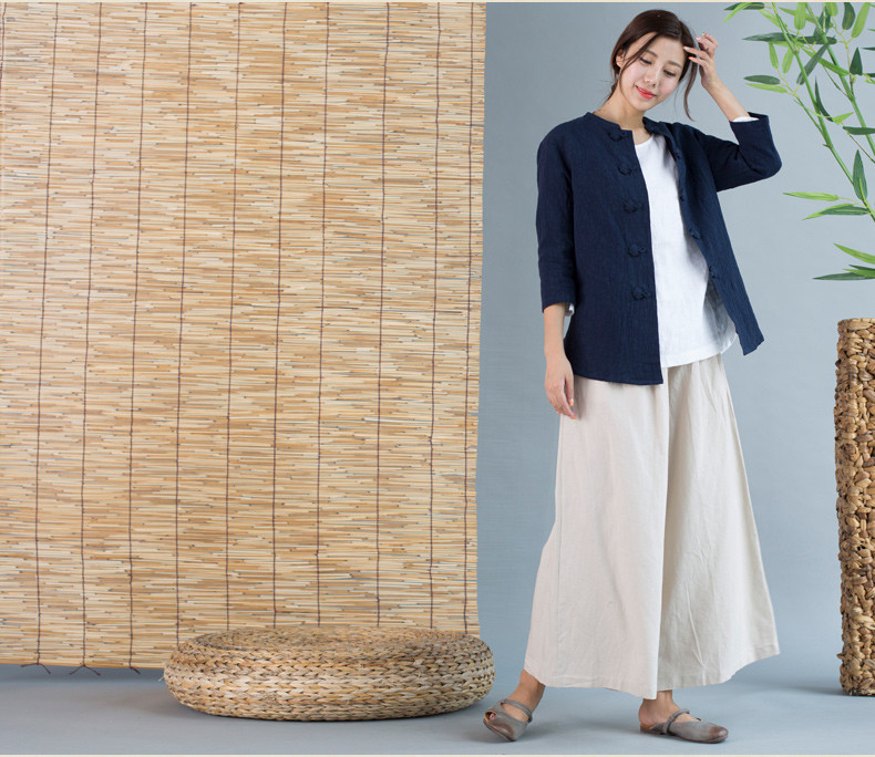 家佳樂文學唐裝女外套七分袖中式茶服