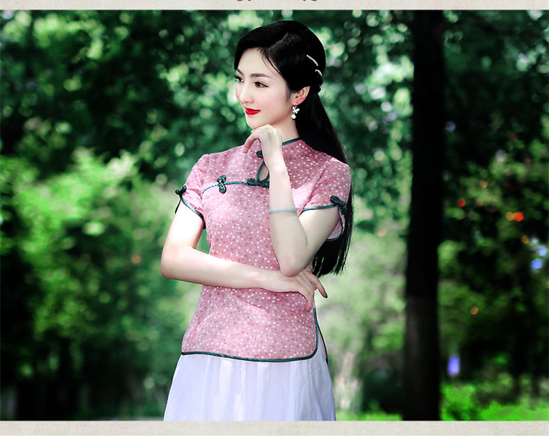 復古唐裝襯衣立領(lǐng)棉麻襯衫上衣