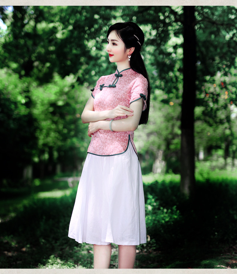 復古唐裝襯衣立領(lǐng)棉麻襯衫上衣