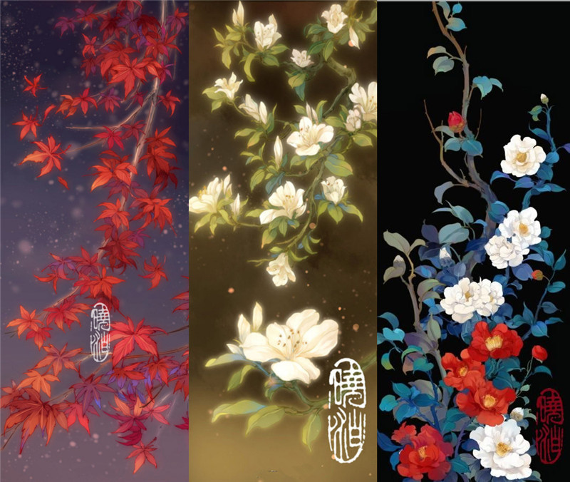古風圖片曉泊繪畫的花簽